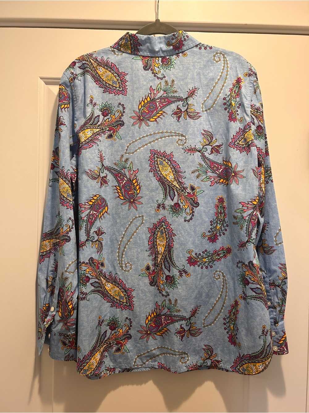 Talbots Blue Paisley Button-Down Shirt with Multicolor Accents - Picture 2 of 10